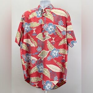 PHIL EDWARDS by REYN SPOONER Red and Blue Hawaiian print shirt size XXL